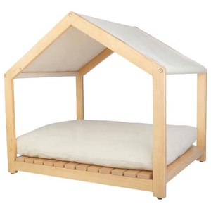 Lits pour animaux de compagnie avec cadre et coussin moelleux, lit pour chien en bois moderne pour animaux de compagnie de taille moyenne à grande, lit pour chat, fabricant indonésien de meubles pour animaux de compagnie - Product Image 1