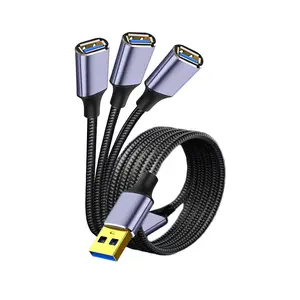Kabel konversi pembagi kabel ekstensi USB2.0 dock ekspansi komputer multifungsi 1 sampai 3 pemisah