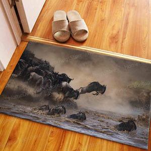 Wild Nature Bison Patchwork Wool Printed <b>Rug</b> Eco-Friendly Traditional Style Soft Non-Slip Latex Backing Medium Thickness - Product Image 1