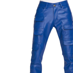 <b>Unique</b> Design Top Fashion Mens Leather Pants Lightweight High Waist Casual Wear Straight Pattern Full Length Men Leather Pants - Product Image 5