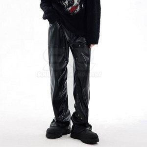 High Quality <b>Men</b> Genuine <b>Leather</b> Casual <b>Pants</b> Slim Fit Straight Pattern Quick Dry Breathable Custom Design Wholesale - Product Image 4