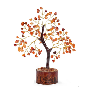 Pierre semi-précieuse naturelle cornaline rouge arbre de pierres précieuses 100 puces arbre de cristal Feng Shui Figurine pour la décoration de la maison - Product Image 4