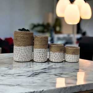 Tamaño personalizado decoración del hogar soporte votivo hecho a mano India hoja blanca mosaico hilo Natural envoltura vela cilíndrica vidrio - Product Image 1