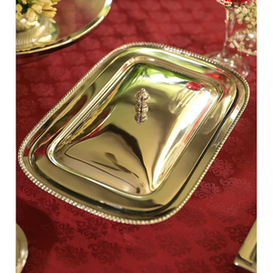 Trending Chafing Dish Calentador de alimentos Elegante juego de cobre dorado Portátil de acero inoxidable Hotel Restaurante Catering Fiesta Plato redondo - Product Image 6