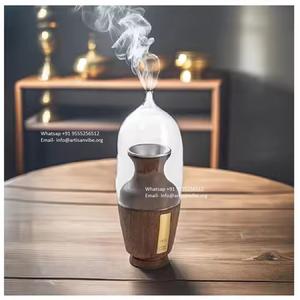 Ramadán y Eid decorativo Vertical Bakhoor quemador estilo árabe madera acrílico Oud titular con incensario de vidrio diseño Art Deco - Product Image 4