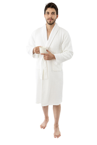 Peignoir de luxe en tissu éponge pour homme, 100 % coton à fibres longues, idéal pour hôtels/spas, vêtement de nuit - Product Image 1