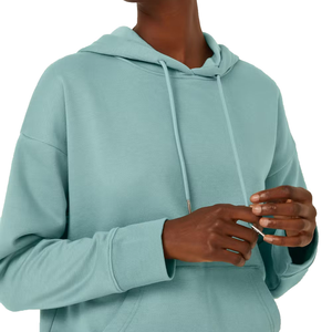 Sweat-shirts en molleton de coton brun uni surdimensionnés pour femmes, décontractés d'hiver, avec impression personnalisée de logo, lavage à l'acide - Product Image 6