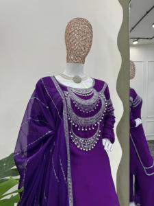 Nuevo diseñador indio paquistaní Salwar trajes aburrido cosido pesado bordado trabajo vestido indio precio más bajo Salwar Kameez traje - Product Image 4