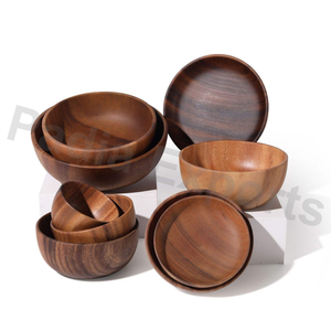 Frutero redondo con juego de servidor cuenco de madera - Product Image 1