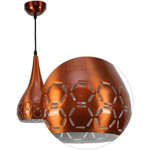 Lampe suspendue en cuivre lourd de finition miroir de qualité supérieure avec suspension à chaîne et abat-jour profond pour plafonnier intérieur - Product Image 2