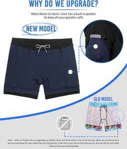 Pantalones cortos de malla atléticos personalizados con forro de compresión bolsillo para teléfono estilo deportivo para entrenamiento deportes Fitness gimnasio correr Jogging - Product Image 3