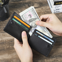 Portefeuille minimaliste fin pour homme en cuir pleine fleur, porte-cartes en cuir de vache, portefeuille fin ultra fin pour homme