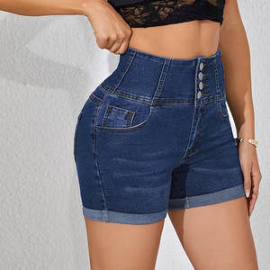 Produit le plus vendu en ligne Shorts en jean pour femmes Matériel personnalisé Fabriqué avec une étiquette privée personnalisée Short en jean pour femmes - Product Image 2