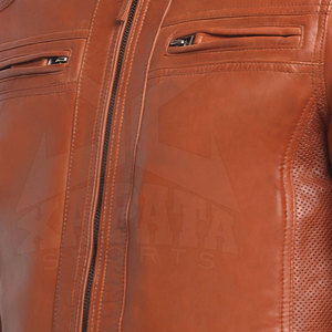 Men's Stylish <b>Winter</b> <b>Leather</b> <b>Jacket</b> Durable and Warm Breathable with Stand Collar Outdoor-Use Polyester Lining - Product Image 6