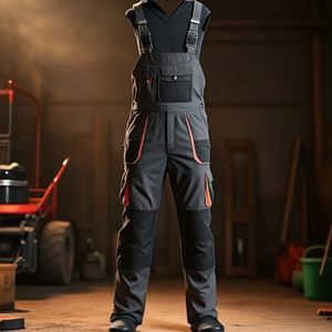 TERRATREND <b>Men's</b> Workwear <b>Dungarees</b> Size 56 Dark Grey/<b>Black</b>/Orange - Product Image 3