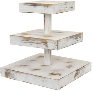 Support de Cupcake en Bois Blanchi Moderne Simple à 3 Niveaux, Carré, Meilleur Prix - Product Image 6