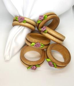 ชุดแหวนผ้าเช็ดปาก12ชิ้นที่ใส่ลูกปัดไม้ไผ่มีพู่ห้อยเป็นมิตรกับสิ่งแวดล้อมอุปกรณ์ตกแต่งงานแต่งงานงานปาร์ตี้รับประทานอาหาร - Product Image 3