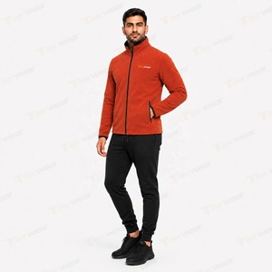 Veste polaire pour homme Tiierwear, col montant, fermeture éclair, orange uni, respirante, écologique, séchage rapide, vêtement d'extérieur décontracté pour l'hiver - Product Image 3