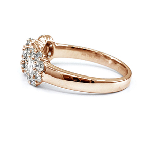 Anneaux classiques en or rose 18 carats avec diamants véritables ronds et baguettes, à courte délai de livraison, pour mariage, anniversaire et cadeaux de fête - Product Image 2