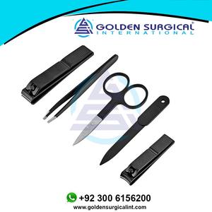 Kit de soin des ongles de voyage avec coupe-ongles en acier inoxydable noir et coupe-ongles pour les pieds, lime à ongles, pinces à épiler pointues - Product Image 5