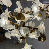 Lustre moderne à fleurs, design créatif, luminaire de luxe pour projet de villa, LED, verre, lustre de plafond personnalisé