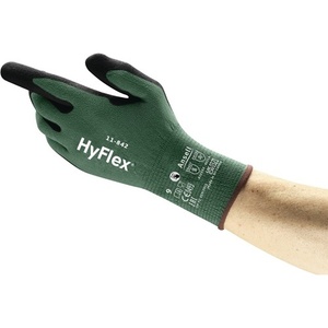Gants ménagers ANSELL HyFlex 11-842 Taille 9 Noir/Vert Certifiés EN ISO 21420 & EN 388 EN407 EPI Catégorie III Lot de 12 - Product Image 1