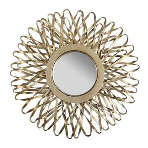 Miroir mural rond moderne de luxe avec finition dorée |   Miroir décoratif haut de gamme pour la maison, l'hôtel, le bureau et la salle de bain - Product Image 1
