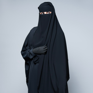 Niqab double couche Hijab long en mousseline noire pour femmes musulmanes Prix de gros Article prêt à expédier - Product Image 1