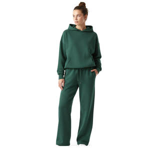 OEM Service Casual Womens Winter Solid High Street 2 Pcs Tracksuit <b>Set</b> Cotton Pullover Breathable Heavyweight Training Wear - Product Image 1