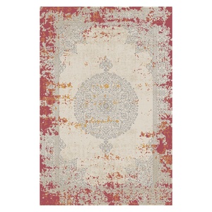 RUGS DEPOT LXDP-0078 Wholesale Terracotta Gold Contemporary Geometric Digital Printed Machine Washable Chenille Rug Non <b>Slip</b> - Product Image 1