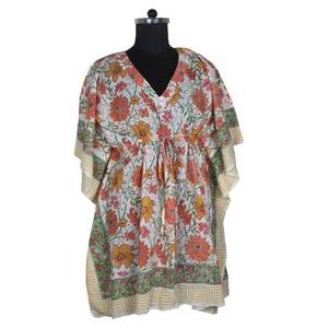 2025 nuevo vestido corto sin mangas Sexy Kaftan Anokhi Caftan Maxi vestido Floral bloque estampado Loungewear Anokhi Pull string Kaftan - Product Image 4