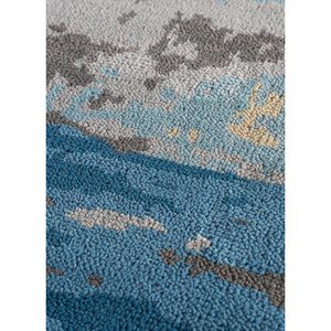 พรมโพลีเอสเตอร์ถักมือสีน้ำเงิน Uvenuti ขนาด 9x12 ฟุต รุ่น LP-504 ลายแบบนามธรรม สำหรับตกแต่งบ้าน ห้องนั่งเล่น ทางเข้าบ้าน หรือโถงทางเดิน - Product Image 3