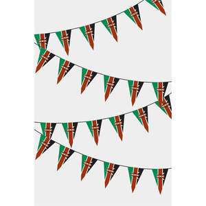Drapeau triangulaire du Kenya, impression numérique, matériaux en soie et polyester, logo personnalisé, mât de drapeau en fibre de verre - Product Image 1