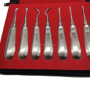 Kit de instrumentos de cirugía Dental Oral Manual de 7 Uds., herramientas de ortodoncia de acero inoxidable, elevadores, bolsa de cuero, clase reutilizable CCC OEM - Product Image 3