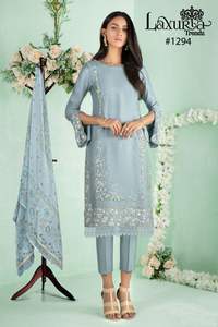 Último diseñador Fabzone Faux Georgette gasa bordado secuencia trabajo Kurti conjunto indio y paquistaní ropa - Product Image 5