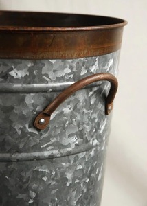 Grand Vase à fleurs galvanisé pour jardin Antique, seau en étain en forme de baril, décoration de la maison - Product Image 3