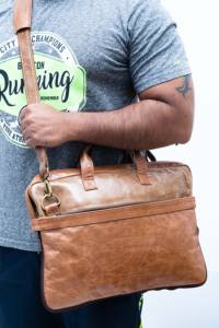 Porte-documents en cuir véritable fabriqués à la main avec bandoulière réglable hommes en cuir sac de messager pour ordinateur portable sac de bureau pour hommes - Product Image 5