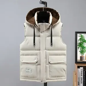 Otoño Invierno hombres espesar chaleco sin mangas chalecos Chaquetas abrigo cálido hombre cremallera abrigos con capucha - Product Image 2