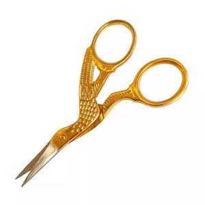 Nouveau or cigogne broderie ciseaux manucure Nail Art artisanat et couture en acier inoxydable Logo personnalisé emballage écologique - Product Image 1