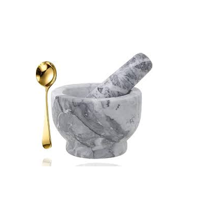 Juego de mortero y Mazo de mármol, granito pesado sin pulir para un rendimiento mejorado y artesanía natural orgánica - Product Image 2