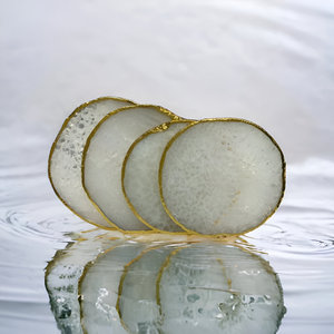 Wholesale Luxury Customizable Eco-Friendly Thin Agate Slices Coasters Home Office Decor Stone <b>Mats</b> & Pads Drinks Bulk Supply - Product Image 2