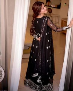 Dernière collection de créateurs Faux Georgette Heavy Sequence Embroidery Work Anarkali Gown and Butter Silk Pant With Dupatta - Product Image 2