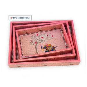 ชุดถาดไม้ MDF อเนกประสงค์ทนทานพิมพ์ลายเคลือบสำหรับใช้ในบ้าน-ถาดเสิร์ฟอาหารแบบทนความร้อนในครัว - Product Image 1