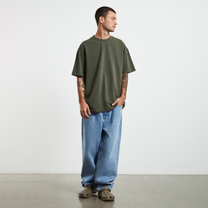 T-shirts décontractés tendance pour hommes, surdimensionnés, unis, 100% coton, conçus pour les tenues décontractées quotidiennes, pour se détendre - Product Image 3