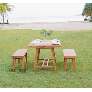 Modern Minimalist Style Solid Teak Wood <b>Foldable</b> Waterproof UV-Resistant Eco-friendly Outdoor Long Bench for Patio & Garden - Product Image 2