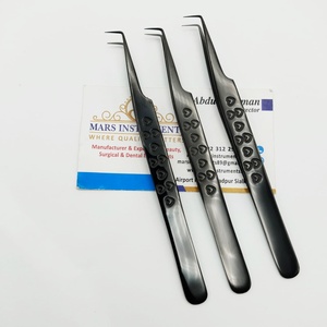 Professional Stainless Steel Plasma <b>Black</b> 90 Degree <b>Heart</b> Design Eyelash Extension Tweezers Smooth Tip Perfect Grip - Product Image 1
