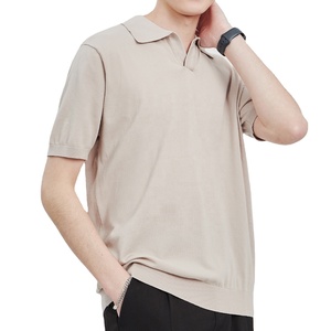 2025 Simple tricoté à manches courtes T-shirt été nouvelle couleur unie design chemise hommes 2025 - Product Image 4
