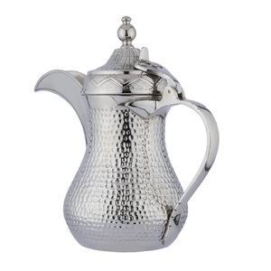 Ensemble de 3 pots à thé et à café Dallah en acier inoxydable de luxe moderne Vaisselle polie miroir 1L Design classique Idéal pour le service - Product Image 4