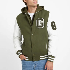 Chaqueta de cuero de escuela secundaria para hombres Premio personalizado Letterman Bomber Varsity Chaquetas con capucha Diseñador Manga de béisbol - Product Image 1