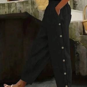 Pantalons de survêtement pour femmes de haute qualité, imprimés sur mesure, solides, respirants, à séchage rapide, coupe ample, jambe droite, longueur cheville, 100% polyester - Product Image 1